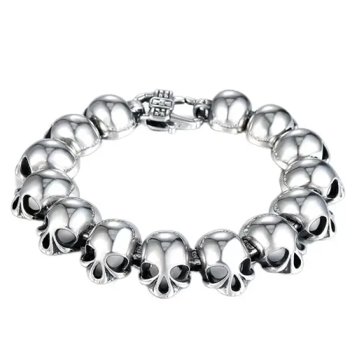 BTM604 Glossy Skull Titanium Steel Bracelet Punk Totem Stainless Steel