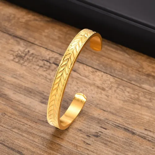 BTM388 Stainless steel wheat ear pattern open bracelet for men