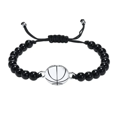 BTM360 Stainless steel basketball agate beaded bracelet braided men's bracelet bracelet jewelry