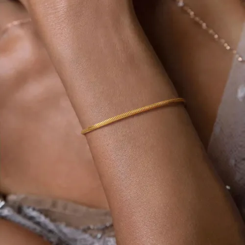 BTM391 Stainless steel square snake chain thin bracelet gold men's jewelry