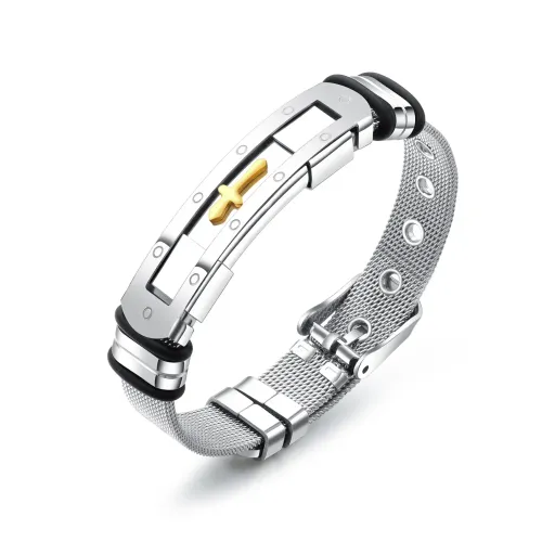 BTM117 Steel mesh gold titanium steel men's bracelet mesh adjustable watch strap jewelry