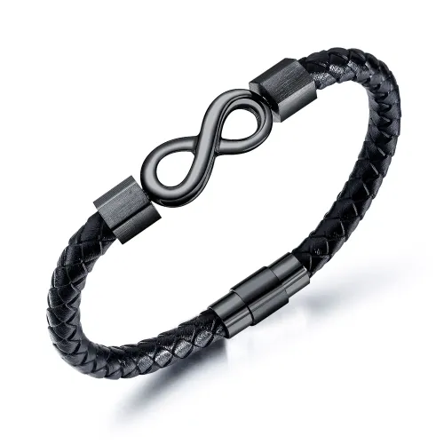 BTM296 Infinity 8 figure leather jewelry men's braided leather bracelet