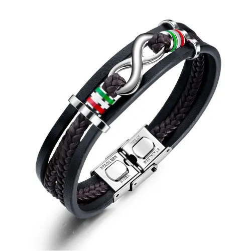 BTM295 Leather multi-layer bracelet titanium steel men's 8-figure leather bracelet bracelet bracelet