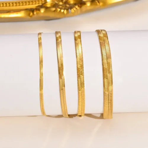 BTM356 Stainless steel blade flat snake chain snake bone chain men and women gold titanium steel bracelet jewelry