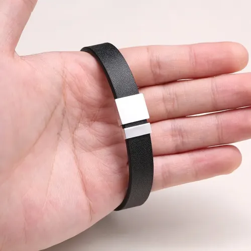 BTM352 Blank Laser Stainless Steel Leather Cord Bracelet I Can't Breathe Men's Engraving Bracelet