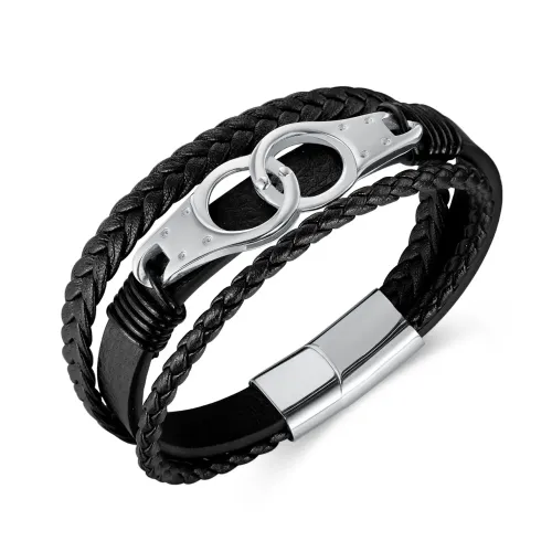 BTM274 woven leather multi-layer leather bracelet for men