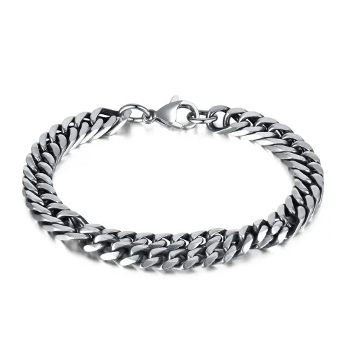 BTM213 Titanium Steel Double Layer Cuban Chain Spliced Stainless Steel Men's Bracelet