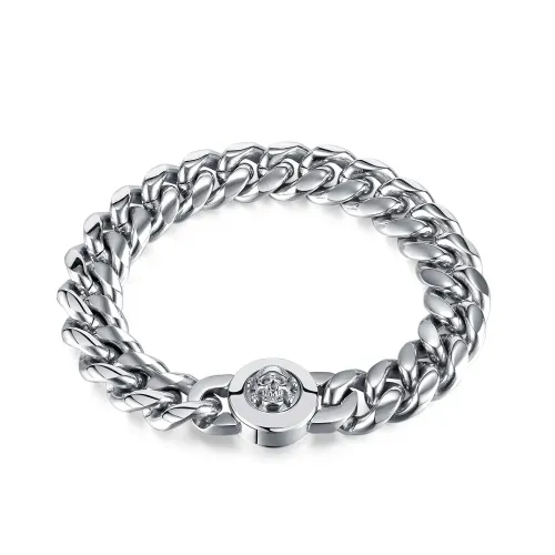 BTM186 Design stainless steel Cuban chain titanium steel skull bracelet for men