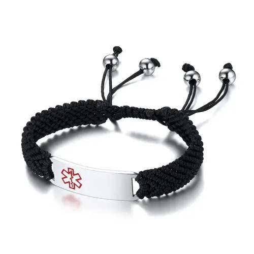 BTM422 Stainless steel curved medical logo woven bracelet black men's bracelet DIY engrave jewelry