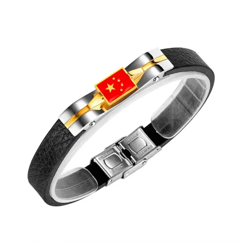 BTM237 National Day woven leather five-star red flag bracelet commemorative small bracelet