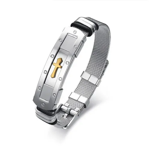 BTM542 Men's bracelet stainless steel cross mesh adjustable casual bracelet