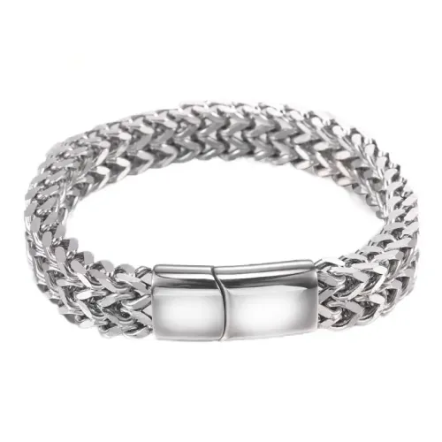 BTM589 Hip Hop Double Row Titanium Steel Unisex Mesh Bracelet Jewelry