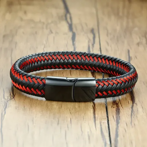 BTM376 Jewelry Stainless Steel Magnetic Bracelet Leather Bracelet Men's Bracelet Leather Douyin Magnetic Bracelet