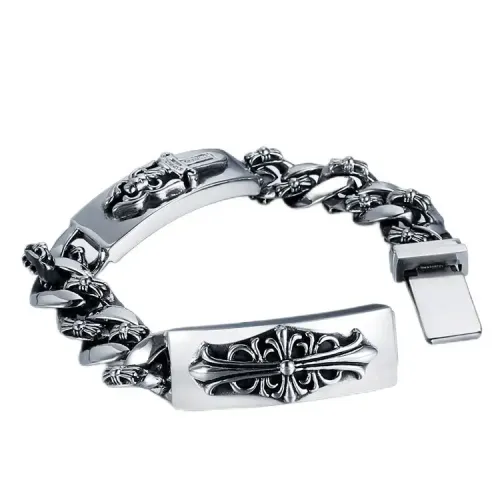 BTM607 Cross Titanium Steel Bracelet Men Stainless Steel Cross Flower