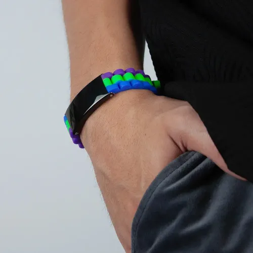 BTM142 Colorful Silicone Bracelet Stainless Steel Glossy Multicolor Bracelet for Men