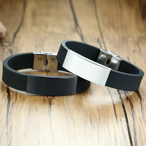 BTM529 Engravable curved silicone bracelet men's silicone bracelet jewelry