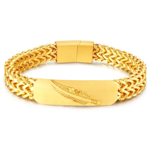 BTM330 Punk style stainless steel design feather gold-plated bracelet