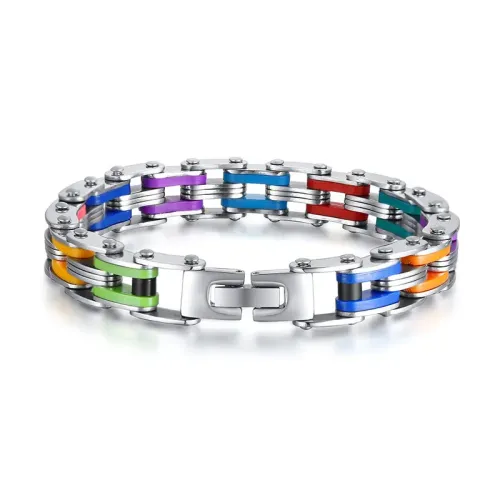 BTM494 Titanium Steel Jewelry Stainless Steel Titanium Steel Bicycle Silicone Bracelet Men Hip Hop