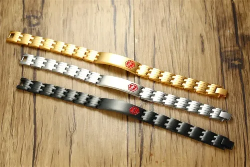 BTM464 Jewelry Titanium Steel Medical Logo Magnetic Bracelet Black Men's Bracelet