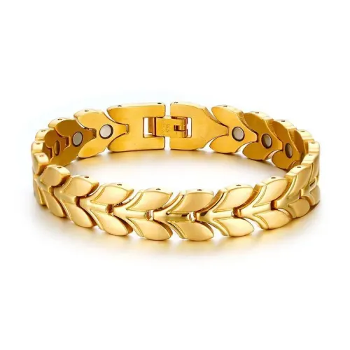 BTM498 Jewelry 12MM titanium steel belt magnetic wheat ears men's bracelet