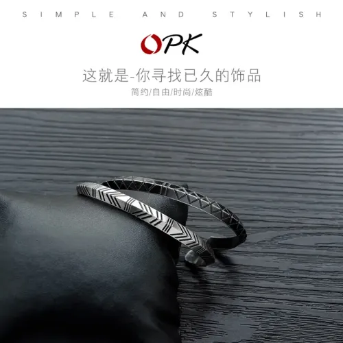 BTM218 Rhomboid Titanium Steel Bracelet Men's Bracelet Trendy Cold Style Open Bracelet