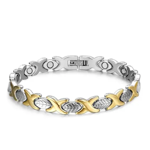 BTM370 Titanium Steel Magnetic Jewelry Electric Gold Leaf Ladies Bracelet