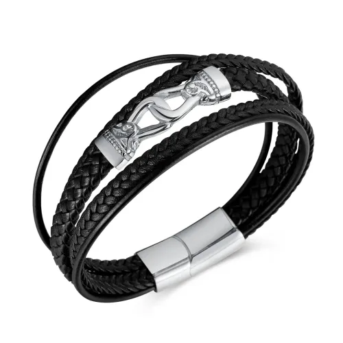 BTM273 woven leather multi-layer leather bracelet for men