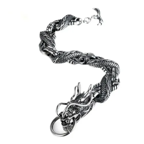 BTM573 Religious Totem Dragon Bracelet Cast Titanium Steel