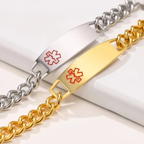 BTM557 Jewelry 21.5CM stainless steel medical logo curved bracelet jewelry