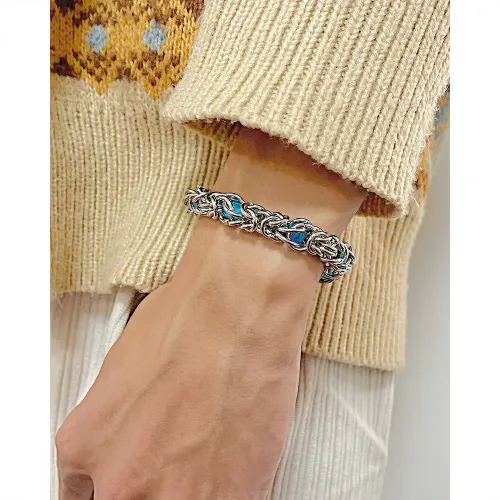 BTM178 Design titanium steel premium blue resin stone men's bracelet