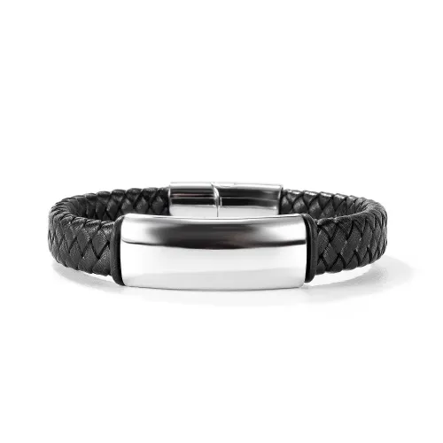 BTM334 Men's cool leather bracelet with classic design and titanium steel buckle