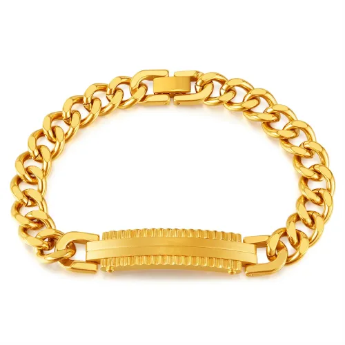 BTM327 Stainless steel gold-plated Cuban chain titanium steel bracelet for men
