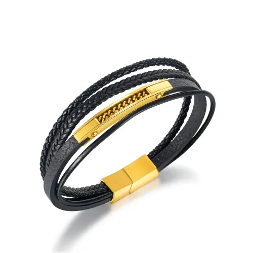 BTM193 Titanium Steel Accessories Multi-Layer Braided Autumn Men's Leather Bracelet