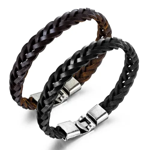 BTM188 Jewelry alloy leather bracelet cross braided leather bracelet for men