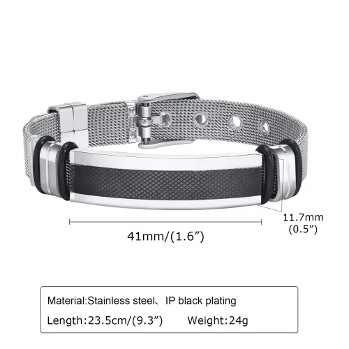 BTM351 Men's Stainless Steel Curved Mesh Strap Bracelet Bracelet Titanium Steel Bracelet