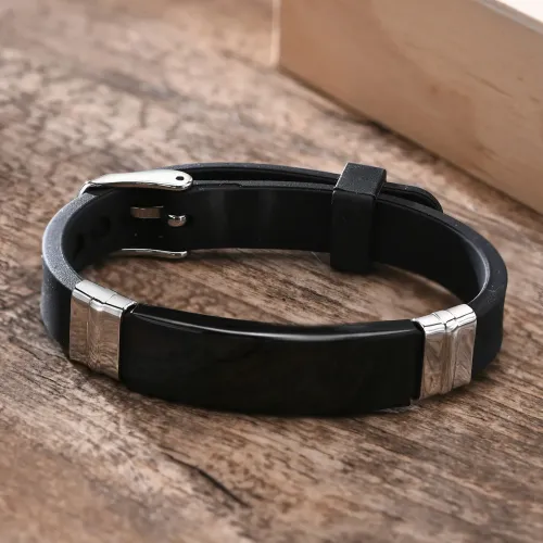 BTM528 Style men's bracelet stainless steel curved silicone bracelet unisex style can be worn by men and women