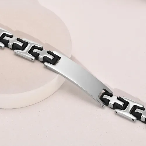 BTM420 Titanium steel silicone stainless steel curved bracelet for men with engraving