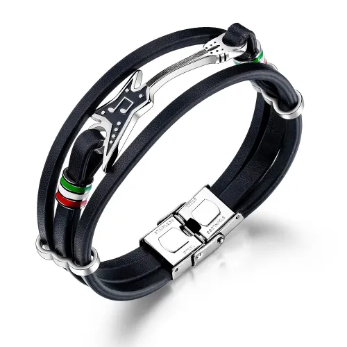 BTM234 Punk men's leather bracelet small guitar bracelet multi-layer braided leather rope bracelet