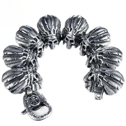 BTM606 Indian skull titanium steel totem stainless steel men's bracelet