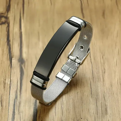 BTM473 Stainless steel mesh curved bracelet black bracelet can be engraved laser jewelry