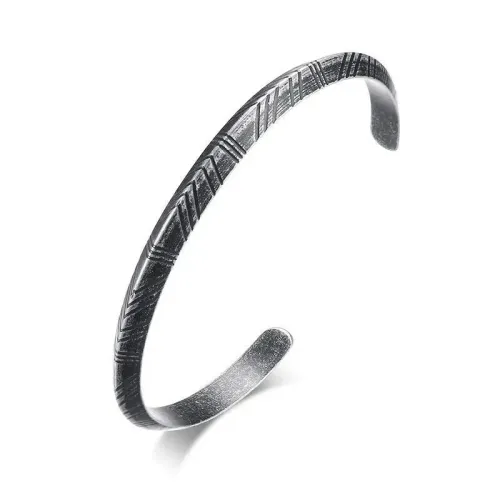BTM509 6MM gray trendy brand jewelry stainless steel mysterious pattern open bracelet