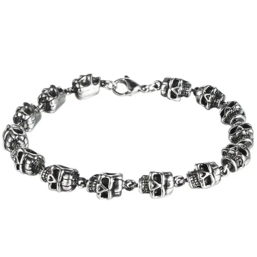 BTM599 Titanium steel skull trendy punk hip-hop style cool ghost head bracelet jewelry