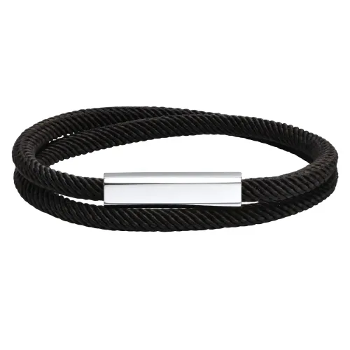 BTM441 Jewelry Stainless Steel Magnetic Clasp Square Black Milanese Rope Double Layer Bracelet