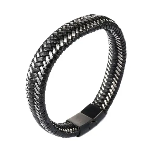 BTM585 Leather rope titanium steel bracelet men's stainless steel bracelet jewelry