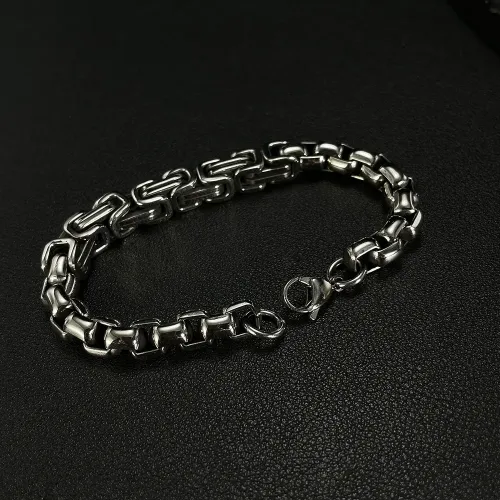 BTM207 Titanium Steel Stainless Steel Square Pearl Chain Men's Bracelet