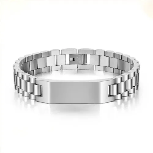 BTM223 Business men's stainless steel glossy bracelet with engraving