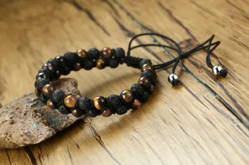 BTM413 17-35CM adjustable length volcanic stone lapis lazuli woven men's bracelet bracelet