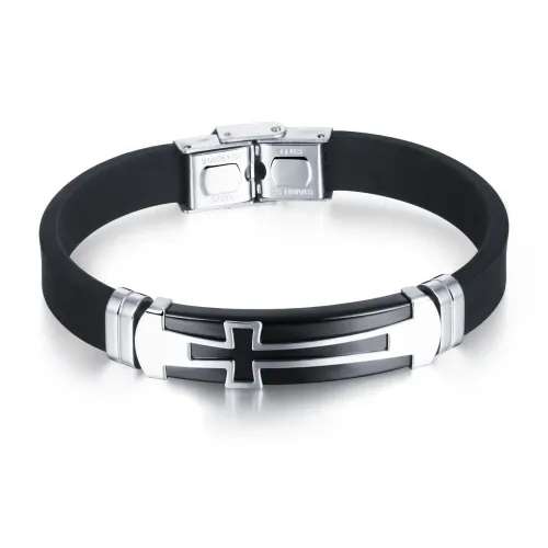 BTM250 DIY engrave jewelry titanium steel silicone cross men's bracelet wristband bracelet