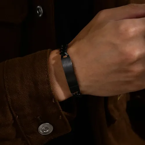 BTM477 Engravable hip-hop trendy stainless steel magnetic buckle bracelet men's Cuban chain jewelry