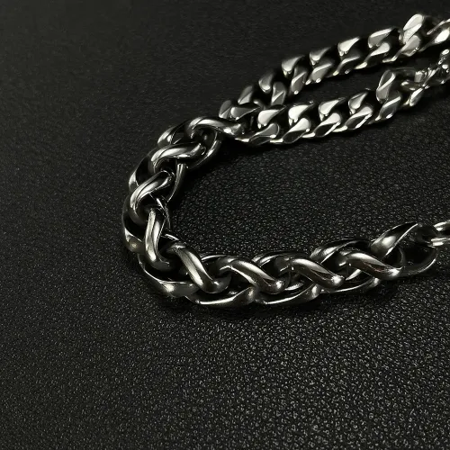 BTM210 Double Layer Cuban Chain Spliced Stainless Steel Men's Bracelet